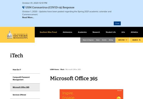 
                            6. Microsoft Office 365 | iTech - The University of Southern Mississippi