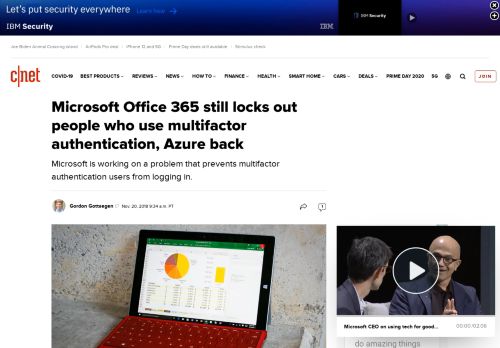 
                            11. Microsoft Office 365 still locks out people who use multifactor - CNet
