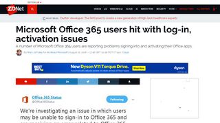 
                            8. Microsoft Office 365 users hit with log-in, activation issues | ZDNet