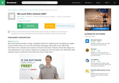 
                            10. Microsoft Office Outlook 2007 - Free download and software reviews ...