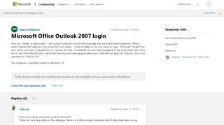 
                            4. Microsoft Office Outlook 2007 login - Microsoft Community