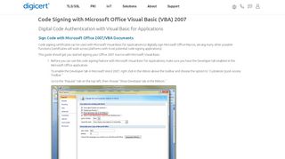 
                            12. Microsoft Office Visual Basic (VBA) Code Signing - DigiCert