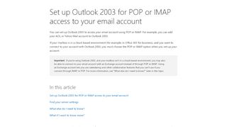 
                            3. Microsoft Outlook 2003 - Office Support - Office 365