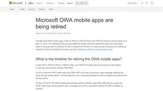 
                            2. Microsoft OWA mobile apps are being retired - Office Support