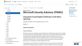 
                            11. Microsoft Security Advisory 2916652 | Microsoft Docs