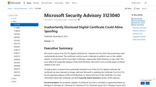 
                            10. Microsoft Security Advisory 3123040 | Microsoft Docs
