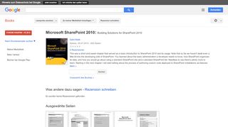 
                            10. Microsoft SharePoint 2010: Building Solutions for SharePoint 2010 - Google Books-Ergebnisseite