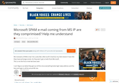 
                            12. Microsoft SPAM e-mail coming from MS IP are they comprimised? Help ...