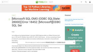 
                            5. [Microsoft SQL-DMO (ODBC SQLState: 28000)] Error 18452 - IT Toolbox