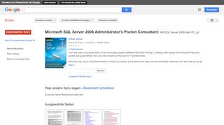 
                            13. Microsoft SQL Server 2008 Administrator's Pocket Consultant: MS ... - Google Books-Ergebnisseite