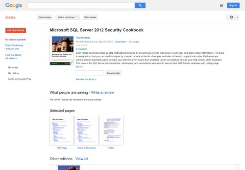 
                            8. Microsoft SQL Server 2012 Security Cookbook