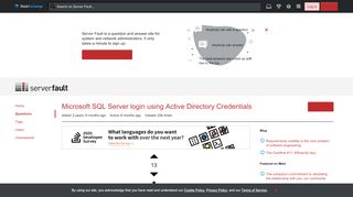
                            1. Microsoft SQL Server login using Active Directory Credentials ...