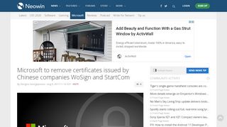 
                            6. Microsoft to remove certificates issued by Chinese companies WoSign ...