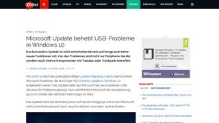 
                            2. Microsoft Update behebt USB-Probleme in Windows 10 | ZDNet.de