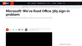 
                            9. ​Microsoft: We've fixed Office 365 sign-in problem | ZDNet