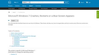 
                            7. Microsoft Windows 7 Crashes, Restarts or a Blue Screen Appears - Dell