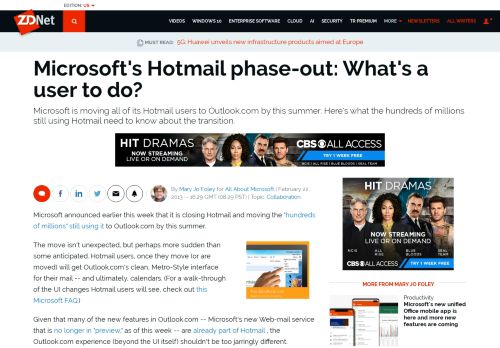 
                            9. Microsoft's Hotmail phase-out: What's a user to do? | ZDNet