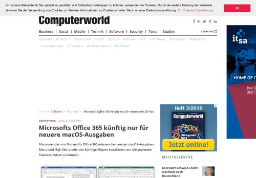 
                            9. Microsofts Office 365 künftig nur für neuere macOS-Ausgaben ...