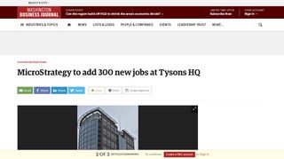 
                            9. MicroStrategy to add 300 new jobs at HQ in Tysons - Washington ...