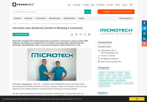 
                            13. microtech setzt deutliches Zeichen in Richtung e-commerce - PresseBox