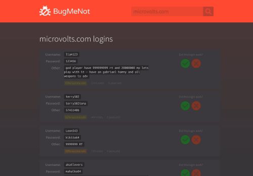 
                            5. microvolts.com passwords - BugMeNot