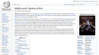 
                            3. Middle-earth: Shadow of War - Wikipedia