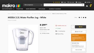 
                            13. MIDEA 3.5L Water Purifier Jug - White | Filter Jugs and Tap Filter ...