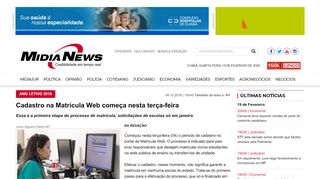 
                            12. MidiaNews | Cadastro na Matrícula Web começa nesta terça-feira