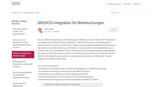 
                            10. MIDOCO-Integration für Bahnbuchungen – Atlatos GmbH