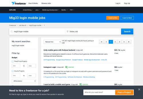 
                            6. Mig33 login mobile Jobs, Employment | Freelancer
