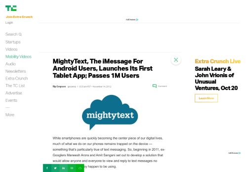 
                            12. MightyText, The iMessage For Android Users, Launches Its ...