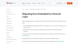 
                            5. Migrating from Embedded to Universal Login - Auth0