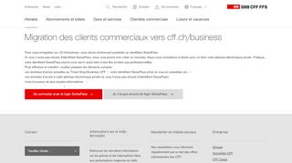 
                            5. Migration des clients commerciaux vers cff.ch/business - SBB
