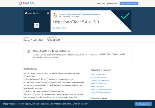 
                            5. Migration vTiger 5.4 zu 6.0 | twago