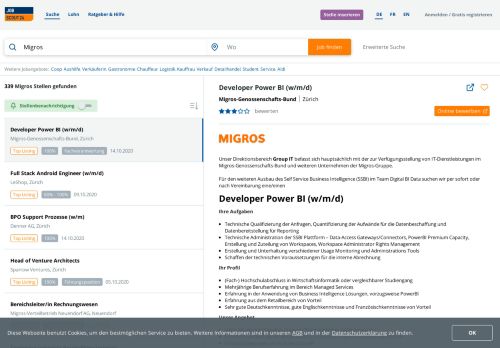 
                            10. Migros Jobs - 1969 offene Stellen auf JobScout24