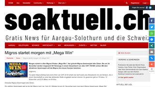 
                            11. Migros startet morgen mit „Mega Win“ - soaktuell.ch - Internet-Zeitung