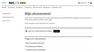 
                            9. Mijn abonnement | Mijn NRC