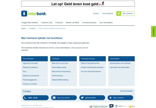 
                            8. Mijn Interbank tijdelijk niet bereikbaar | Interbank