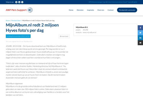 
                            13. MijnAlbum.nl redt 2 miljoen Hyves foto's per dag | ANP Pers Support ...