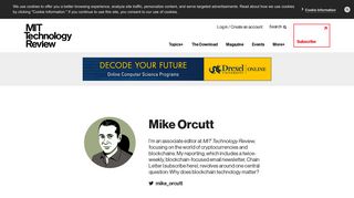 
                            7. Mike Orcutt - MIT Technology Review