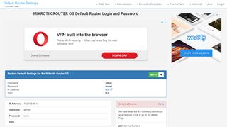 
                            2. MIKROTIK ROUTER OS Default Router Login and Password
