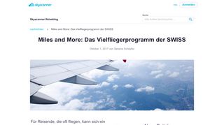 
                            12. Miles and More: Das Vielfliegerprogramm der SWISS | Skyscanner ...