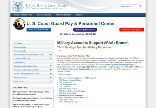 
                            11. Military Accounts Support (MAS), Thrift Savings Plan (TSP)