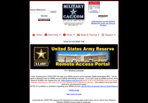 
                            13. MilitaryCAC's support to the Army Reserve Remote Access Portal (RAP)