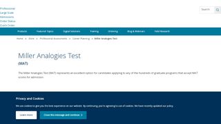 
                            4. Miller Analogies Test (MAT) - Pearson Assessments