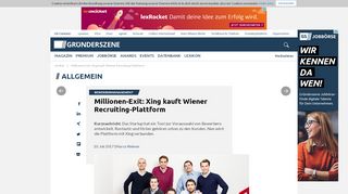 
                            4. Millionen-Exit: Xing kauft Wiener Recruiting-Plattform | Gründerszene