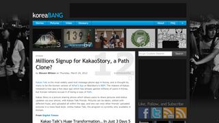 
                            8. Millions Signup For KakaoStory, a Path Clone? - koreaBANG