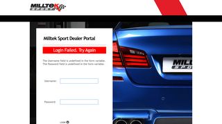
                            1. Milltek Sport Online Dealer Portal: Login