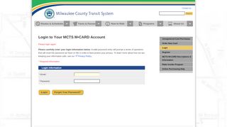 
                            13. Milwaukee County Transit System - Login to Your MCTS M•CARD ...