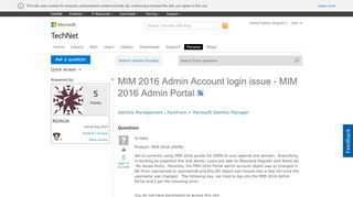 
                            5. MIM 2016 Admin Account login issue - MIM 2016 Admin Portal - Microsoft